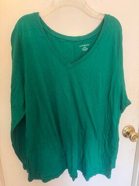 Lane Bryant Green V-Neck Top W 22-24
